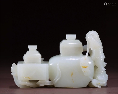 A Chinese Carved Jade Double Vases