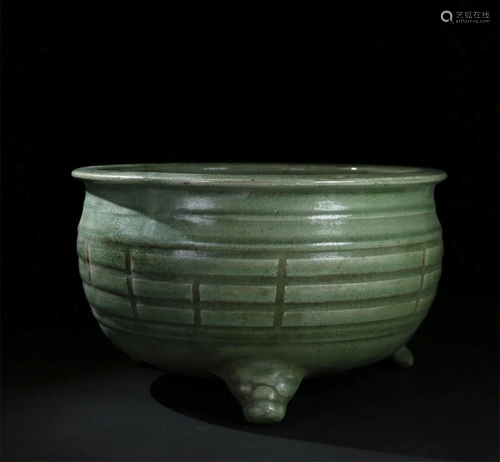 A Chinese Longquan Celadon Glazed Porcelain Incense Burner