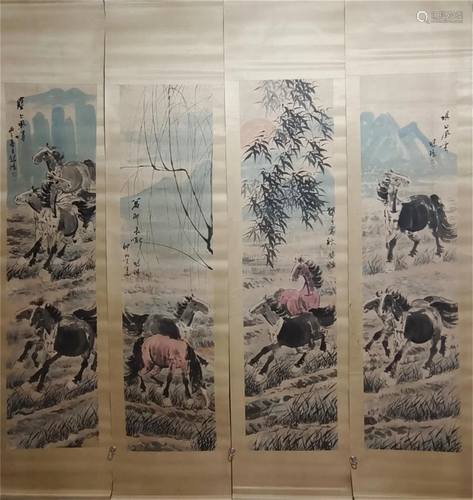 A Set of Four Chinese Scroll Paintings