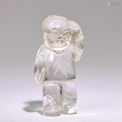 A Chinese Carved Rock Crystal Figure of Boy