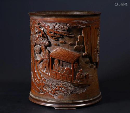 A Chinese Carved Bamboo Brush Pot