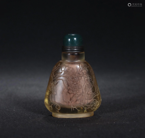 A Chinese Carved Rock Crystal Snuff Bottle