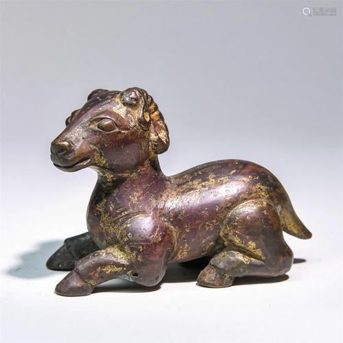 A Chinese Gilt Bronze Goat Decoration