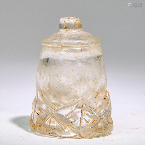 A Chinese Carved Rock Crystal Vase with Lid