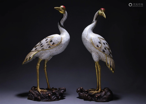 A Pair of Chinese Cloisonne Cane Decorations