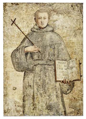 Heiliger mit Kruzifix und Buch — Schule von Siena, um 1500