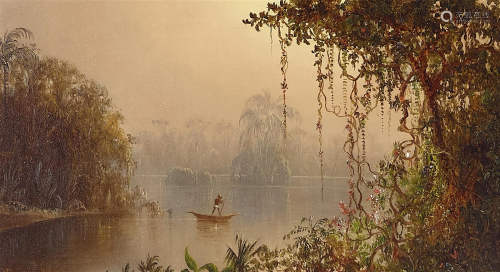 Norton Bush (1834-1894) Tropical river with hanging vines 8 ...