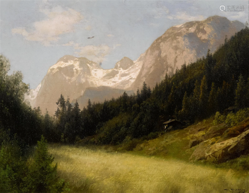 Hermann Herzog (1832-1932) From the Bavarian Oberland 17 x 2...