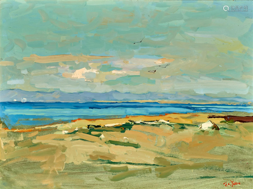 Si Chen Yuan (1911-1974) Monterey Bay 18 x 24 in. framed 25 ...