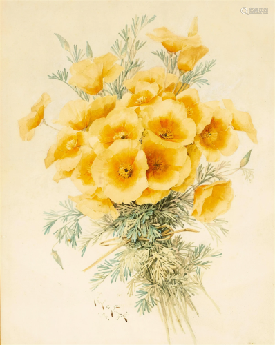 Paul de Longpre (1855-1911) California Poppies 19 x 15 in. f...