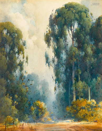 Percy Gray (1869-1952) Morning fog lifting among eucalyptus ...