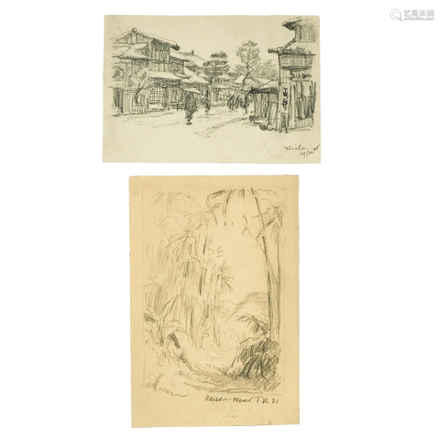 Theodore Wores (1859-1939) Drawings depicting Hawaii, Japan,...