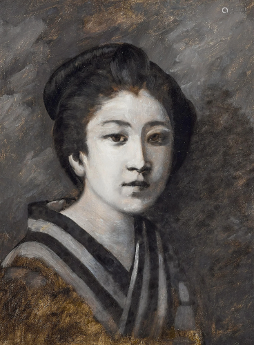 Theodore Wores (1859-1939) Japanese Maiden 16 1/8 x 12 1/4 i...