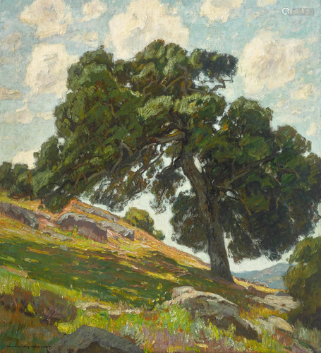 William Wendt (1865-1946) The Oak 36 x 32 in. framed 37 3/4 ...