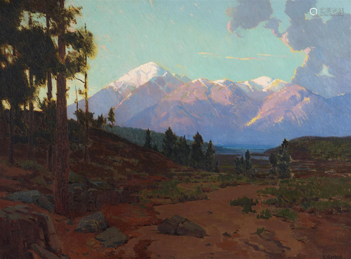 Elmer Wachtel (1864-1929) Snowcapped Mountains 30 x 40 in. f...