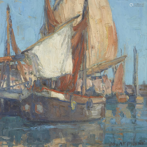 Edgar Payne (1883-1947) Adriatic Boats 12 x 12 in. framed 18...