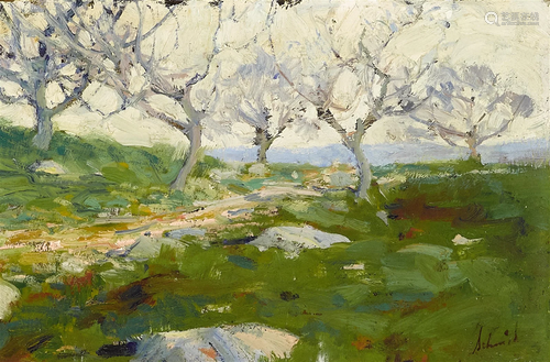 Richard Schmid (1934-2021) Orchard 8 x 12 in. framed 14 x 18...