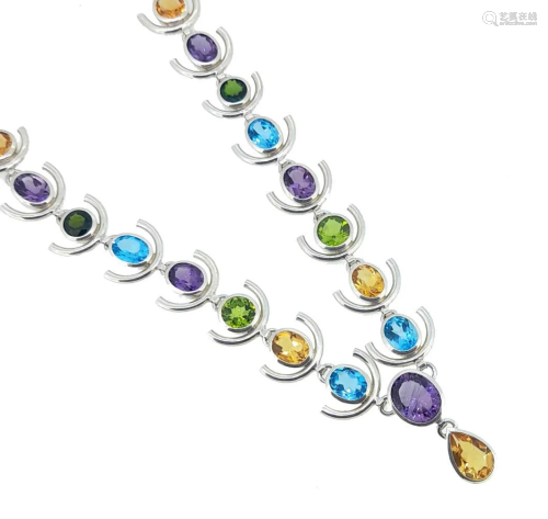 A multi gemstone necklace,