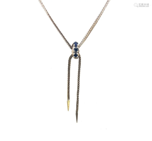 A 9ct gold sapphire necklace,