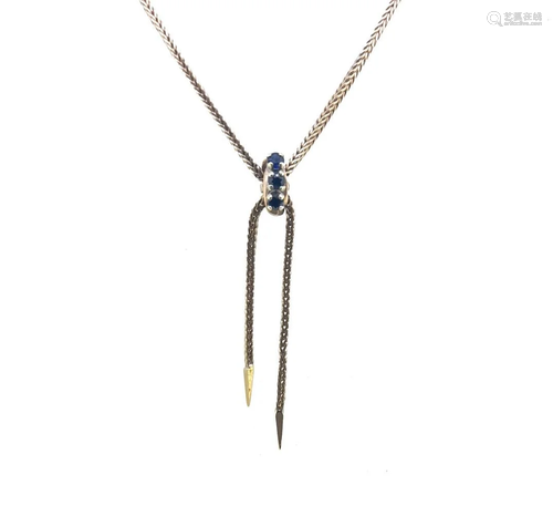 A 9ct gold sapphire necklace,