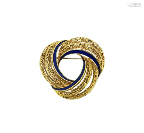 An enamel swirl brooch,