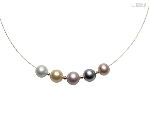 A multicolour south sea and freshwater cultured pearl wire n...