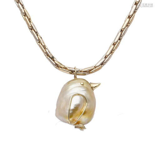 An Indonesian cultured baroque pearl pendant and chain,
