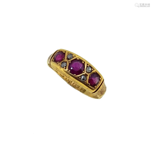 A Victorian ruby and diamond ring,