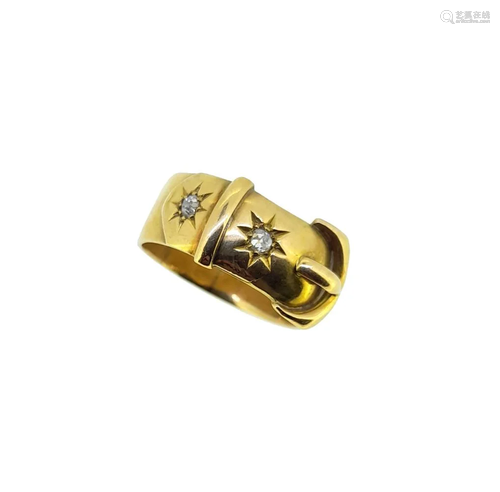 A Victorian 18ct gold diamond set buckle ring,