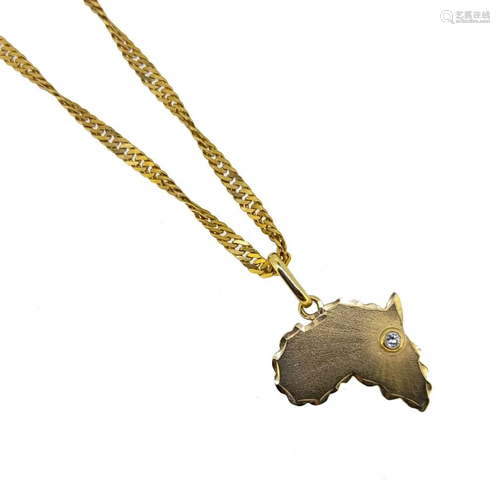 A diamond set map of Africa pendant and chain,