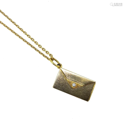 Cartier - An envelope pendant and chain,