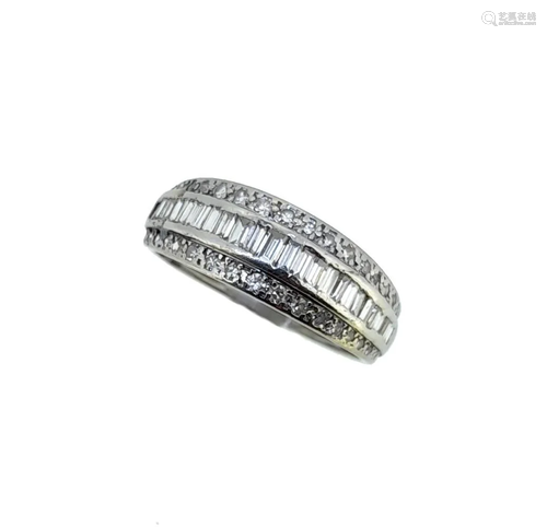 A three row diamond half hoop ring,