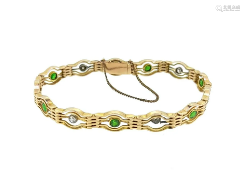 An Edwardian demantoid garnet and diamond bracelet,