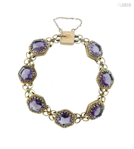 An early 20th century amethyst bracelet,