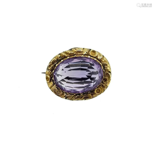 A Victorian amethyst brooch,