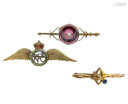 A trio of brooches,