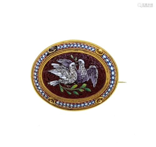 A Victorian micro mosaic brooch,