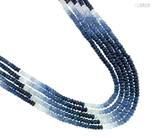 A five strand sapphire bead necklace,