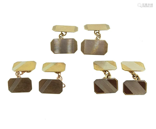 A trio of cufflinks,