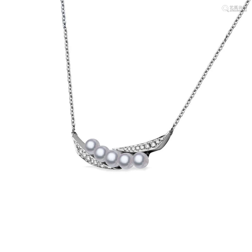 A cultured pearl and diamond necklace,