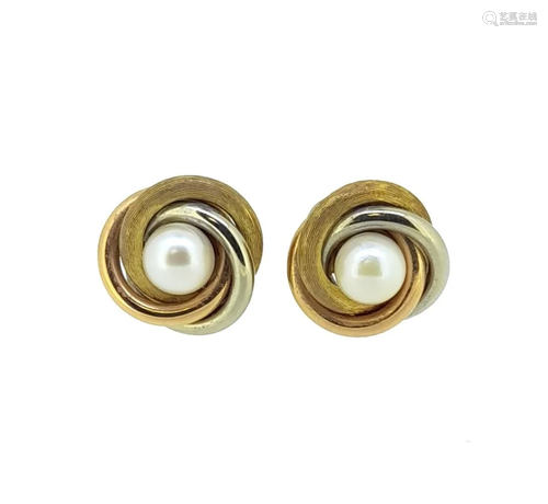 A pair of pearl knot style ear clips,