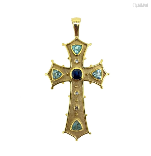 Theo Fennell - An 18ct gold Gothic style cross pendant,