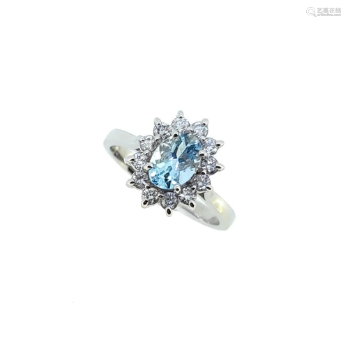 An aquamarine and diamond cluster ring,