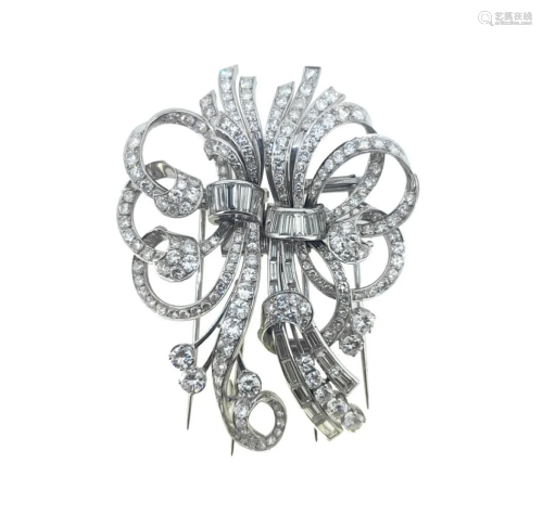 A mid 20th century double clip diamond set brooch,
