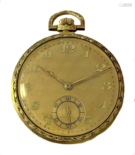 Unsigned - A Swiss 18ct gold open faced pocket watch,