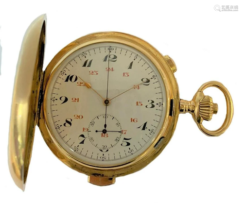 Unsigned - A Swiss 18ct gold minute repeating chronograph fu...