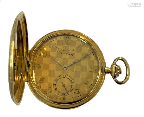 Unsigned - A Swiss 18ct gold full hunter pocket dress watch,