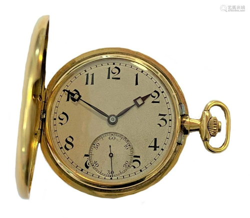 Unsigned - A Swiss 18ct gold full hunter dress pocket watch,