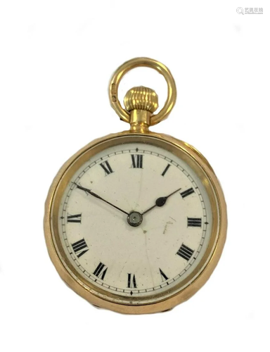 Unsigned - An 18ct gold open faced miniature pocket watch,