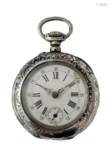 Unsigned - A Swiss silver open faced pocket watch with niell...